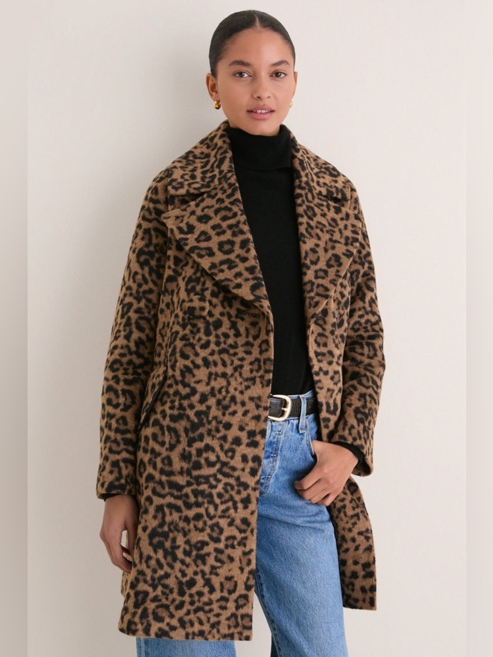 Tuckernuck Coat Leopard Brushed Wool Harley Peacoat Overcoat Sz L